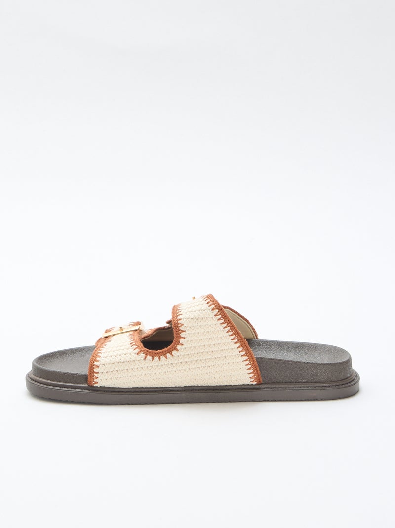 Mules de tiras duplas com fecho de gancho Bege - Kiabi