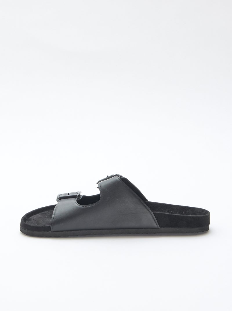 Mules de tiras duplas Preto - Kiabi