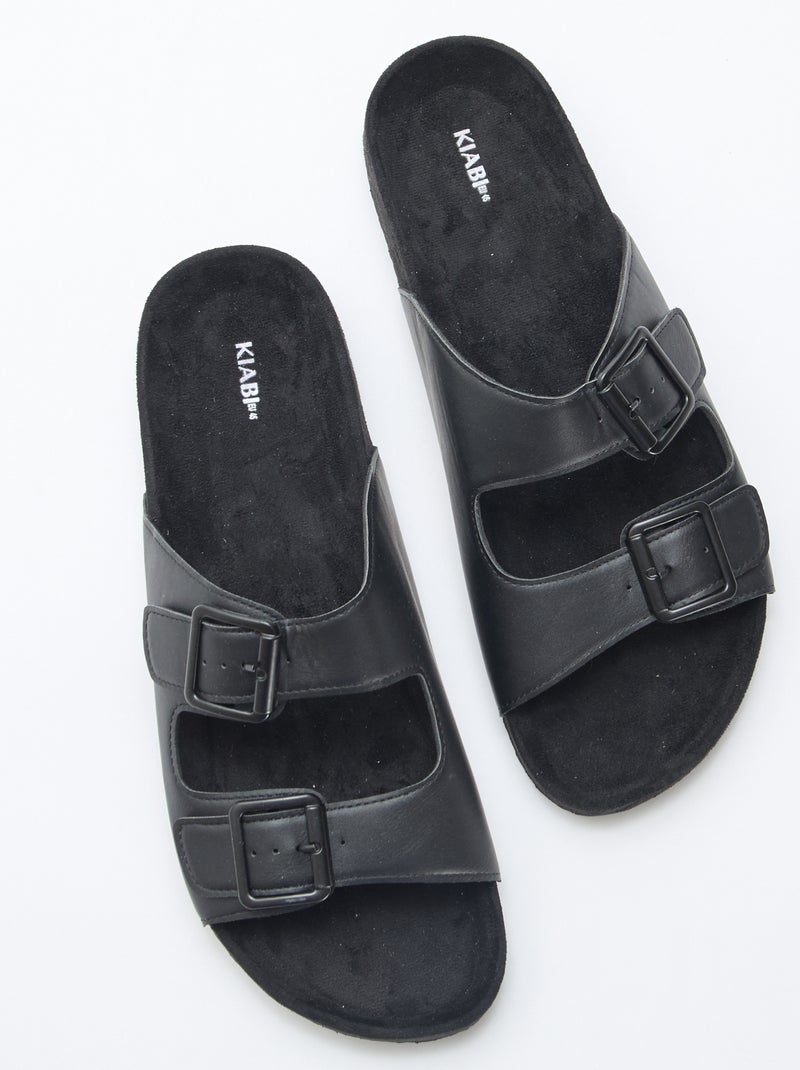 Mules de tiras duplas Preto - Kiabi