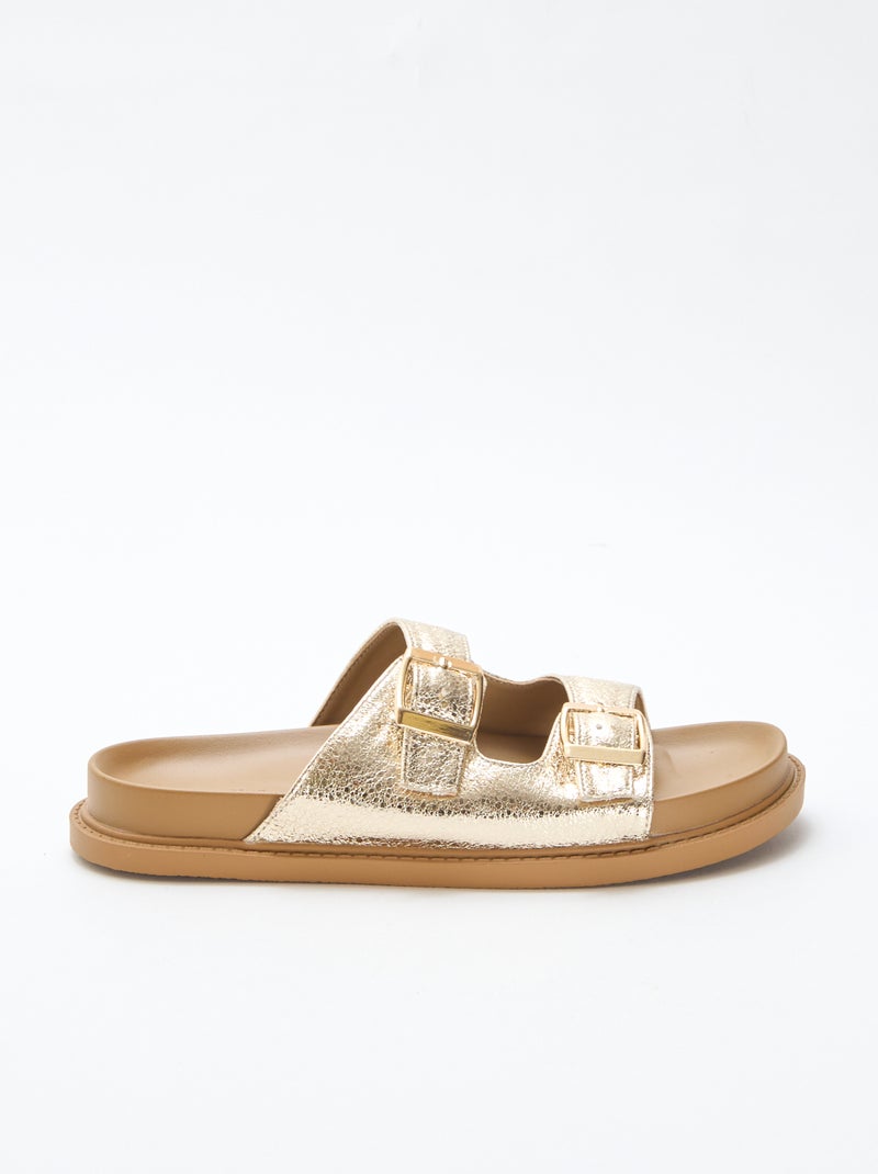 Mules douradas com tira dupla Amarelo - Kiabi