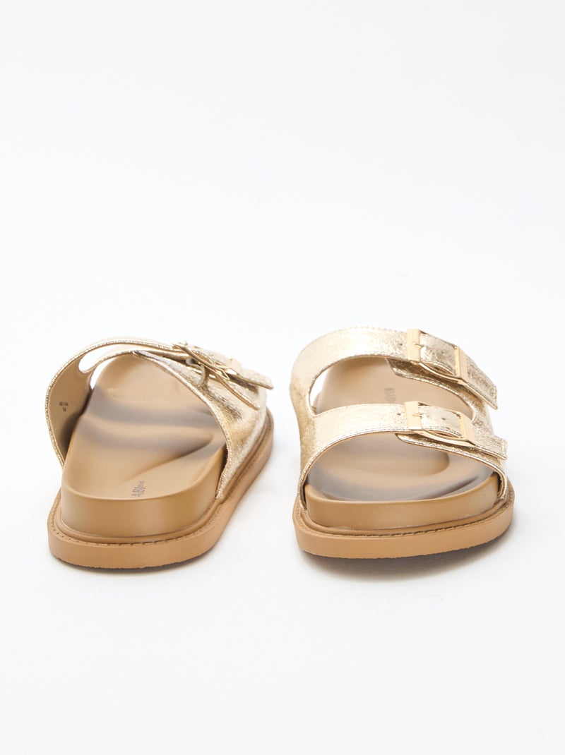 Mules douradas com tira dupla Amarelo - Kiabi
