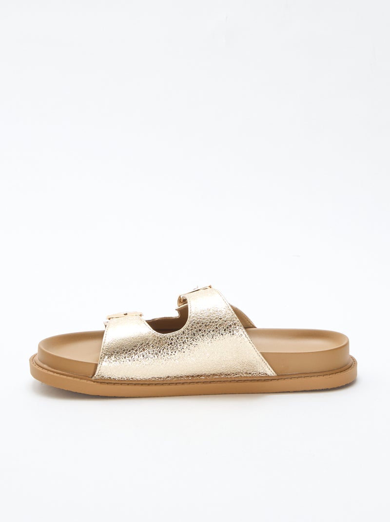 Mules douradas com tira dupla Amarelo - Kiabi