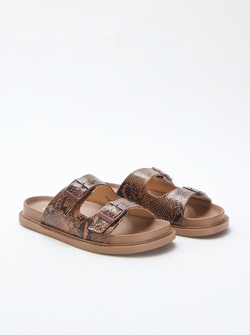 Mules douradas com tira dupla - Kiabi