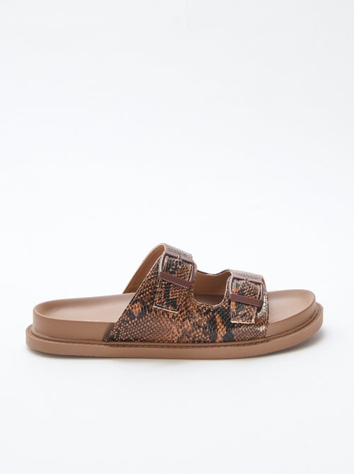 Mules douradas com tira dupla - Kiabi