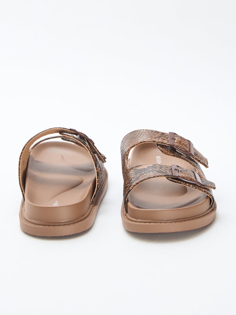 Mules douradas com tira dupla Bege - Kiabi