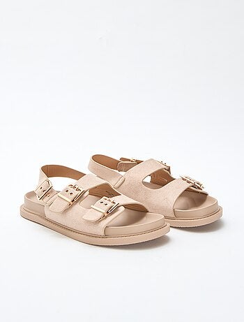 Mules em camurça com tiras ajustáveis atrás