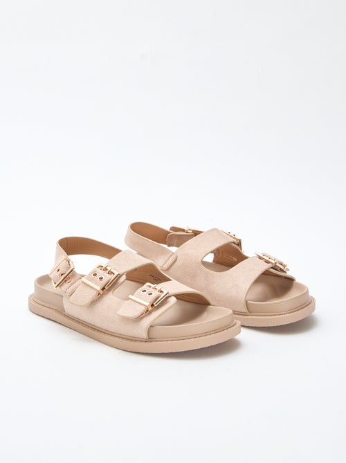 Mules em camurça com tiras ajustáveis atrás - Kiabi