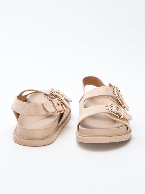 Mules em camurça com tiras ajustáveis atrás - Kiabi