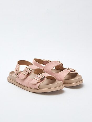 Mules em camurça com tiras ajustáveis atrás