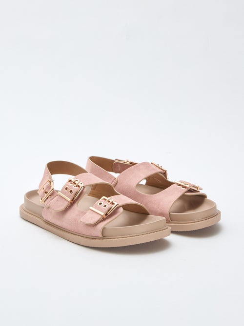 Mules em camurça com tiras ajustáveis atrás - Kiabi