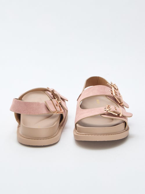 Mules em camurça com tiras ajustáveis atrás - Kiabi