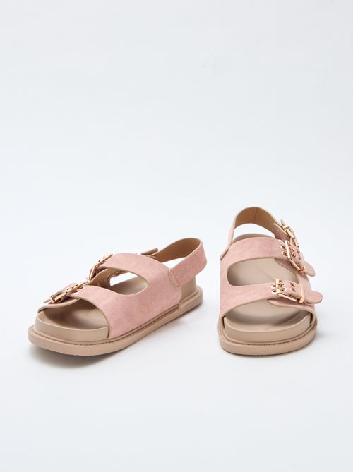 Mules em camurça com tiras ajustáveis atrás - Kiabi