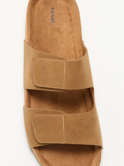 Mules em camurça sintética com tiras de velcro - Kiabi