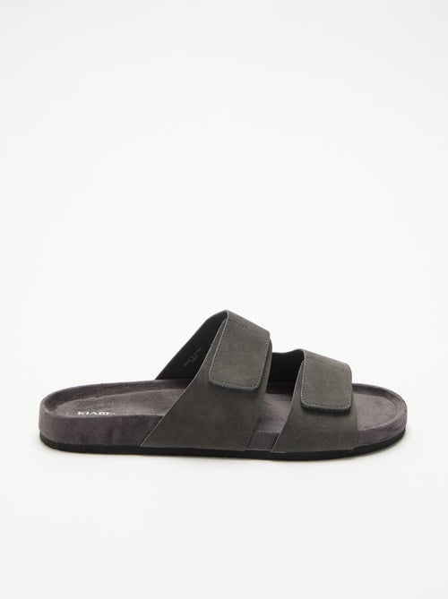 Mules em camurça sintética com tiras de velcro - Kiabi