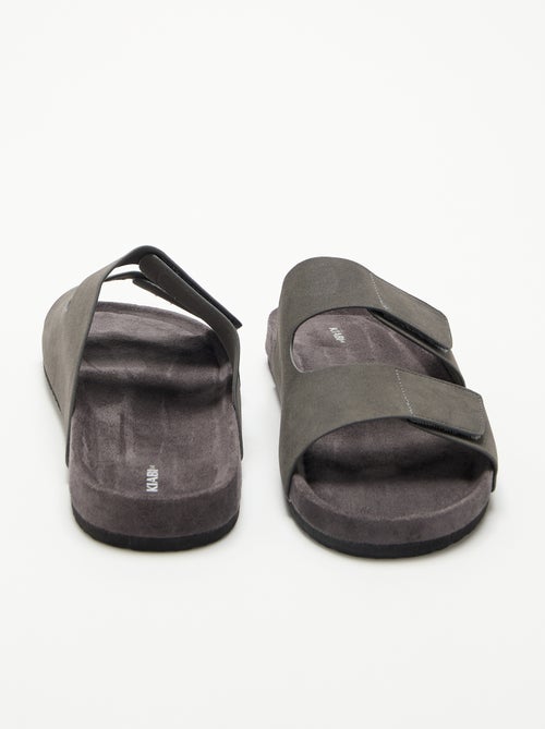 Mules em camurça sintética com tiras de velcro - Kiabi