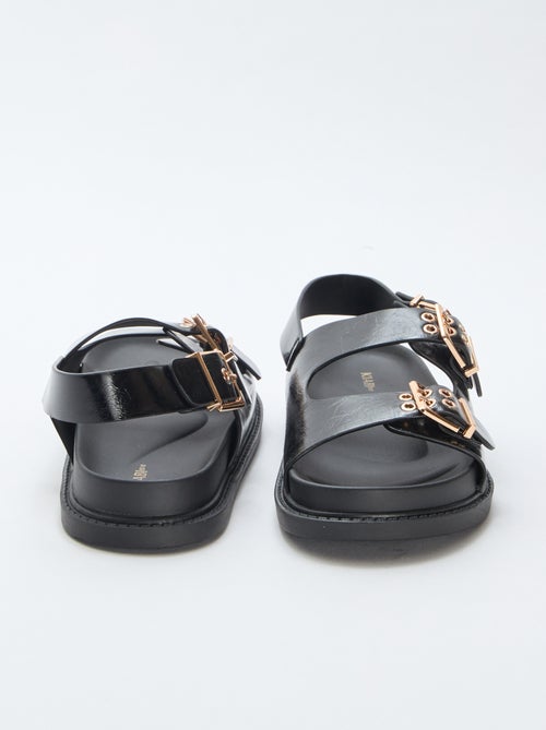 Mules em imitação de couro com 3 tiras ajustáveis - Kiabi