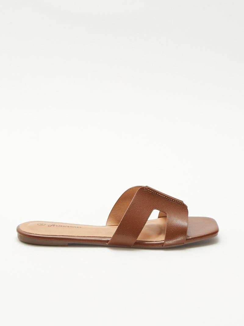 Mules em imitação de pele Castanho - Kiabi