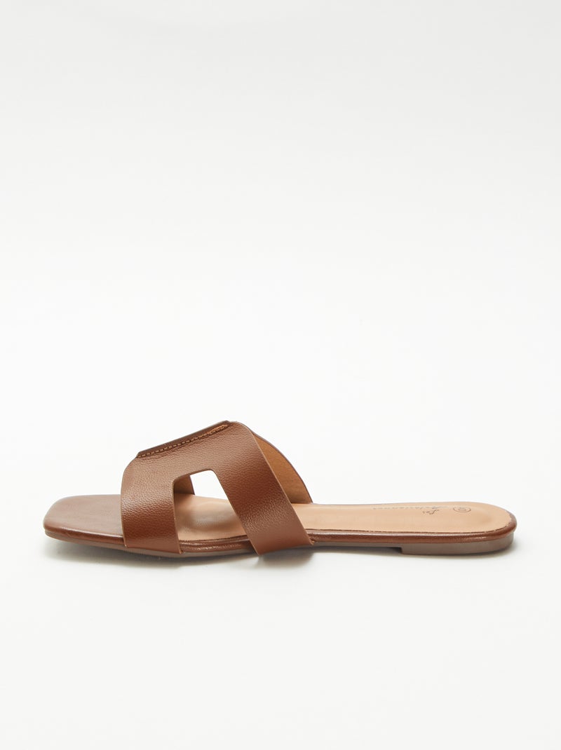 Mules em imitação de pele Castanho - Kiabi