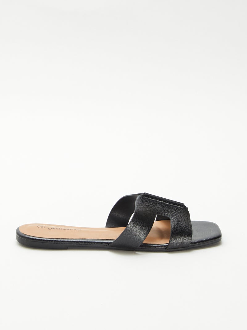 Mules em imitação de pele Preto - Kiabi