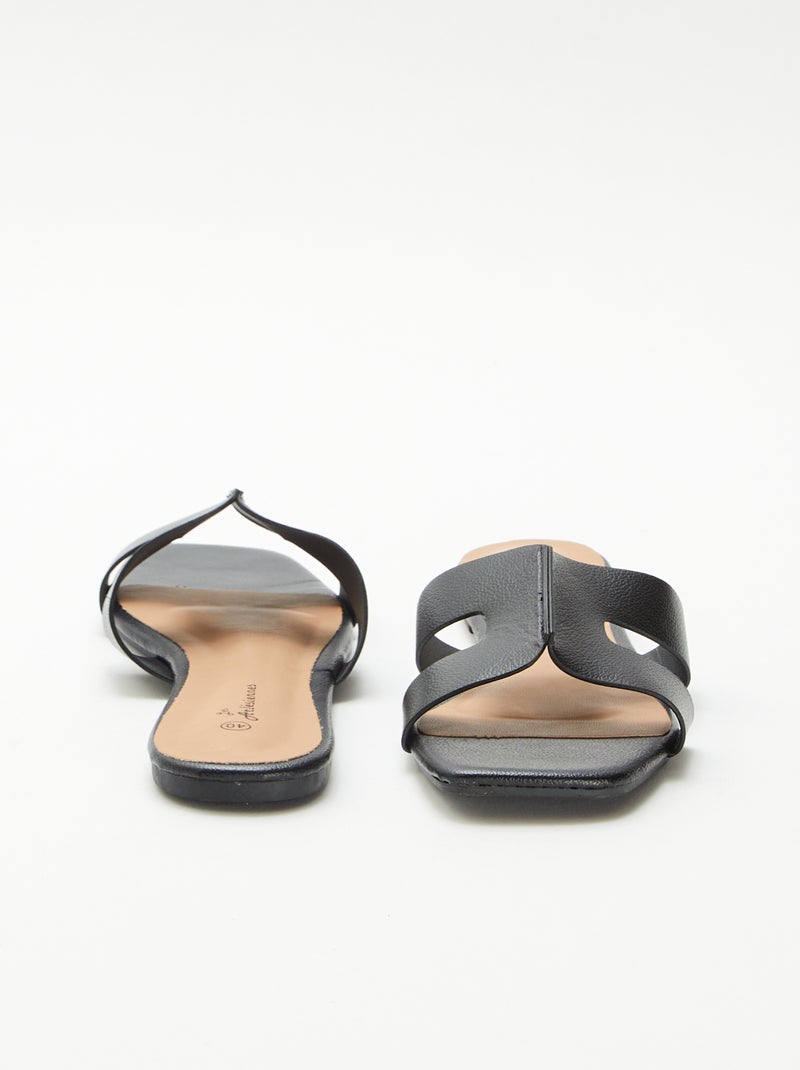 Mules em imitação de pele Preto - Kiabi