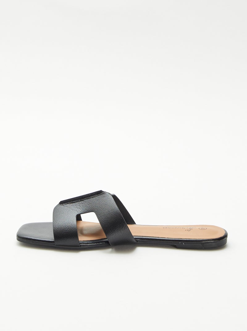 Mules em imitação de pele Preto - Kiabi