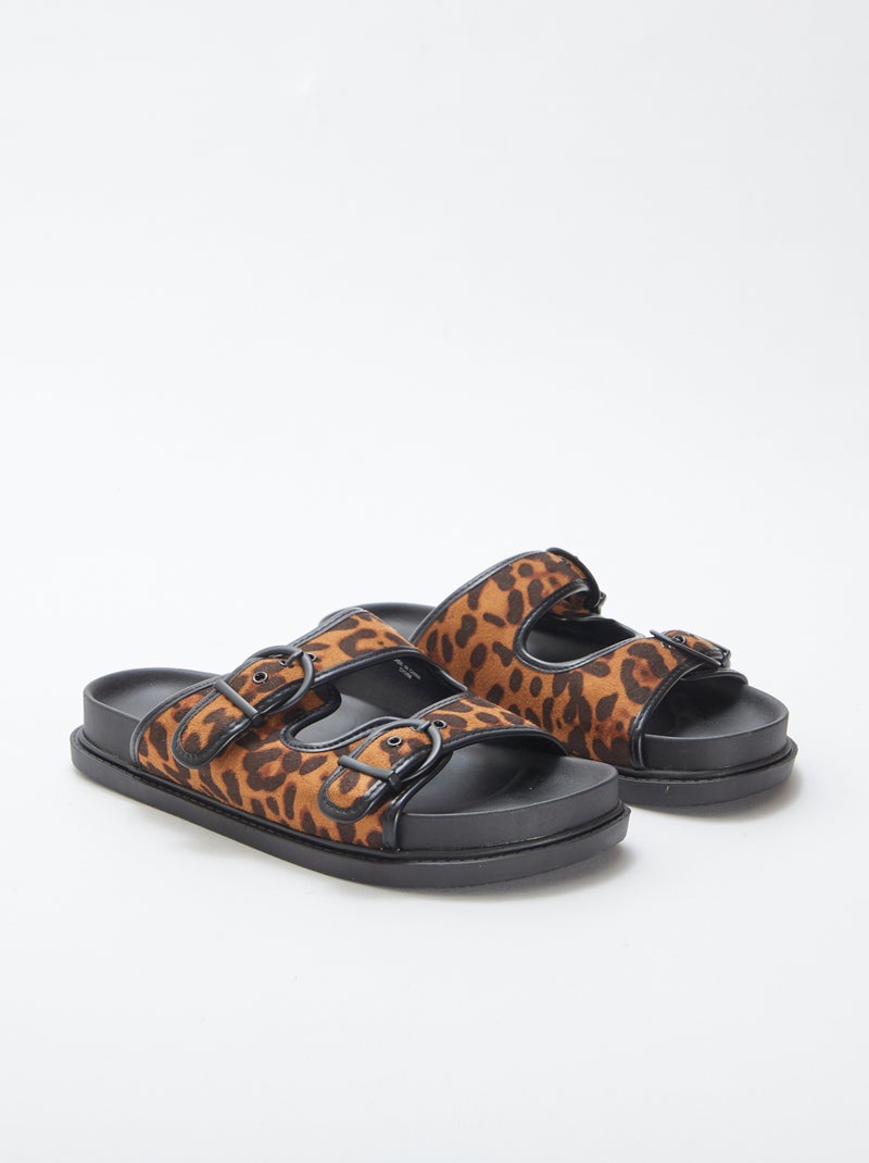 Mules grossas com estampado leopardo CASTANHO - Kiabi