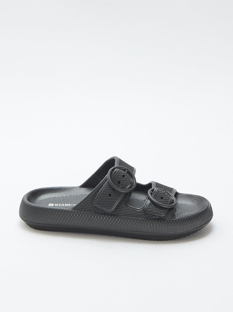 Mules lisas com tira dupla Preto - Kiabi