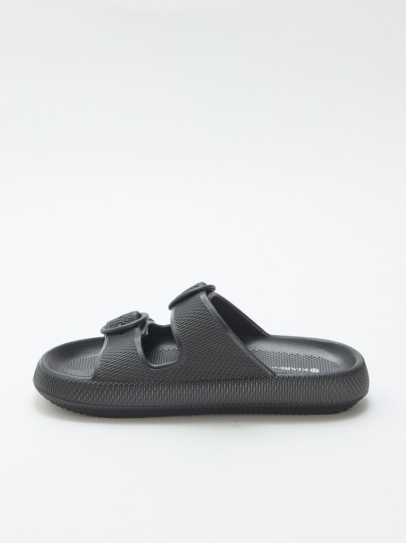 Mules lisas com tira dupla Preto - Kiabi