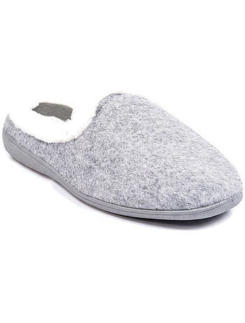Mules mulher inverno ozabi, feltro liso mesclado, gola falsa pele