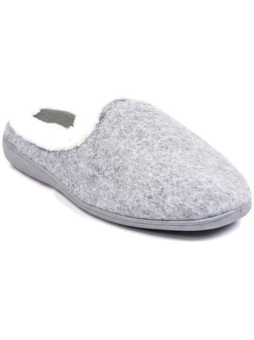 Mules mulher inverno ozabi, feltro liso mesclado, gola falsa pele - Kiabi
