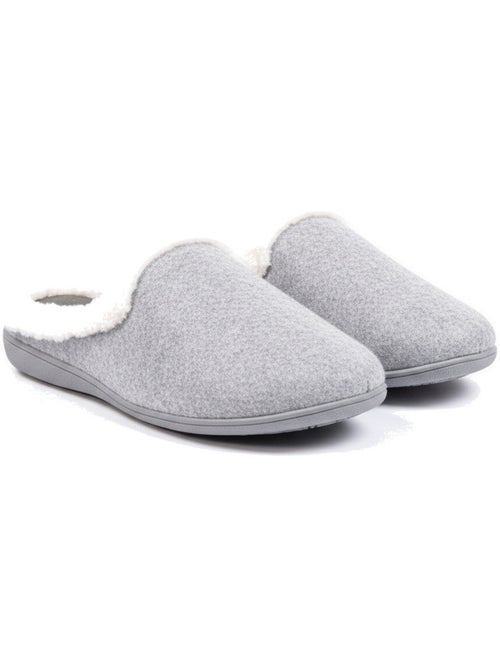 Mules mulher inverno ozabi, feltro liso mesclado, gola falsa pele - Kiabi