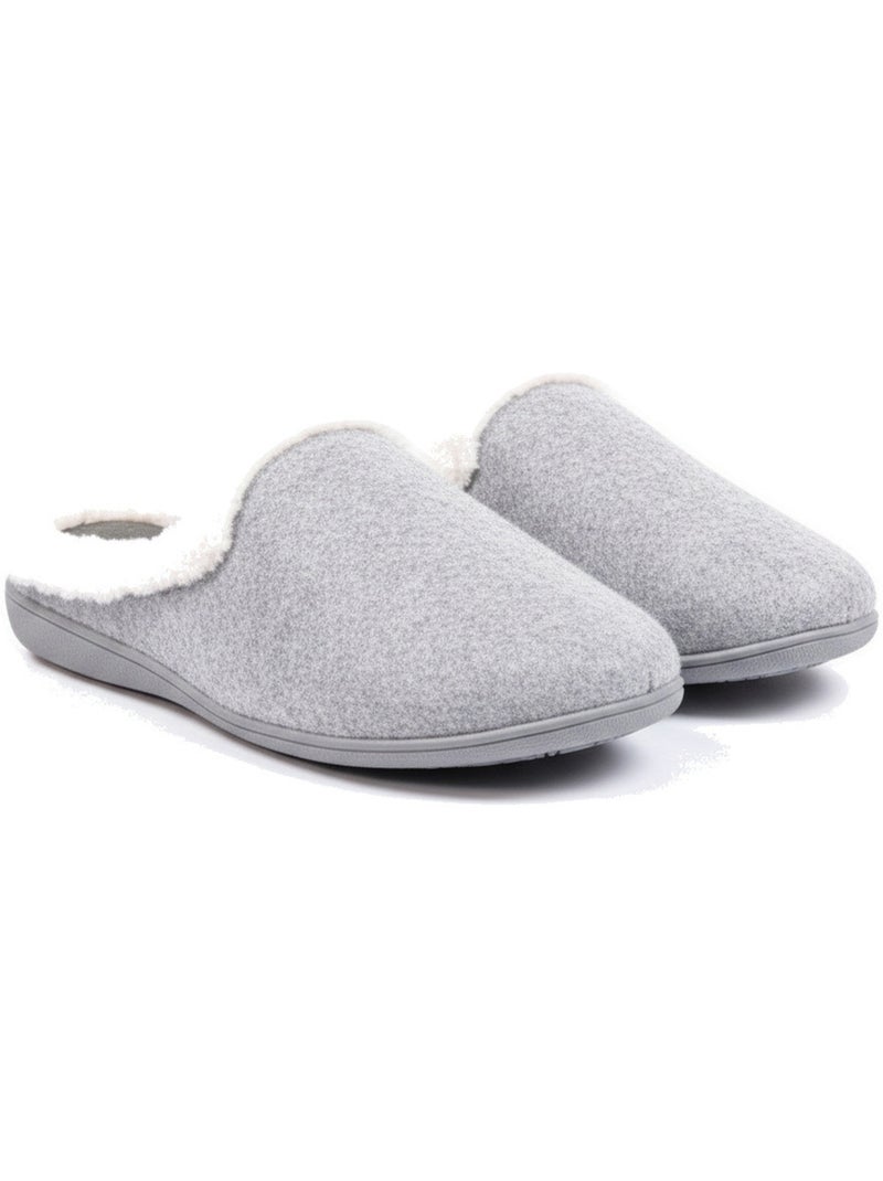 Mules mulher inverno ozabi, feltro liso mesclado, gola falsa pele Cinza - Kiabi