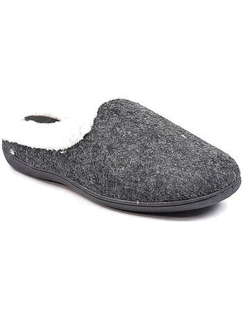 Mules mulher inverno ozabi, feltro liso mesclado, gola falsa pele