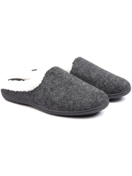 Mules mulher inverno ozabi, feltro liso mesclado, gola falsa pele - Kiabi Mules mulher inverno ozabi, feltro liso mesclado, gola falsa pele - Kiabi