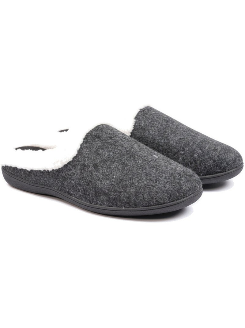 Mules mulher inverno ozabi, feltro liso mesclado, gola falsa pele Preto - Kiabi