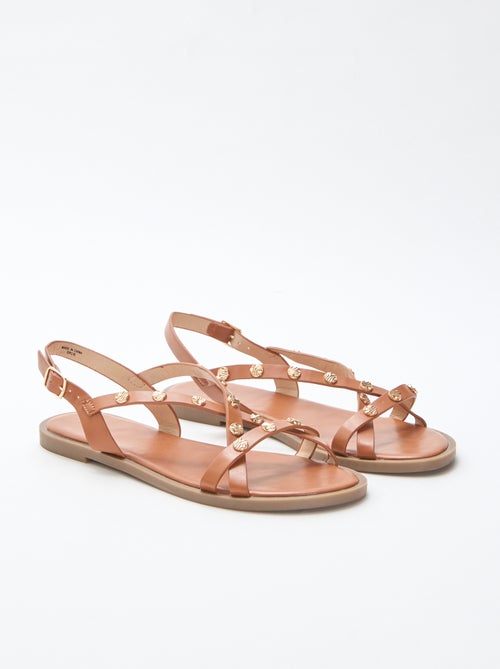 Mules multi-tiras com tachas brilhantes - Kiabi