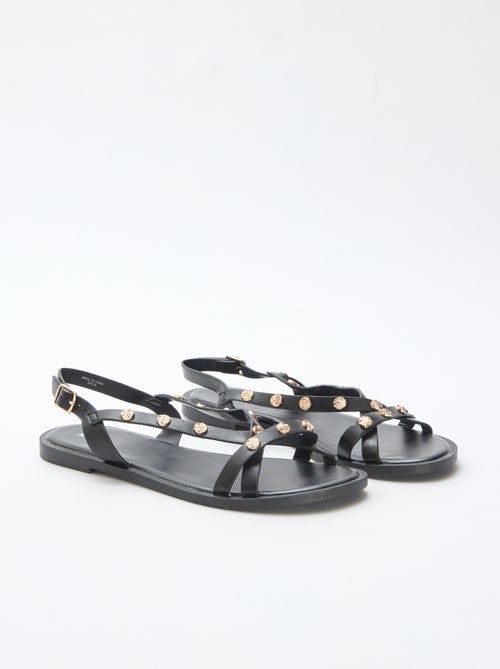 Mules multi-tiras com tachas brilhantes - Kiabi