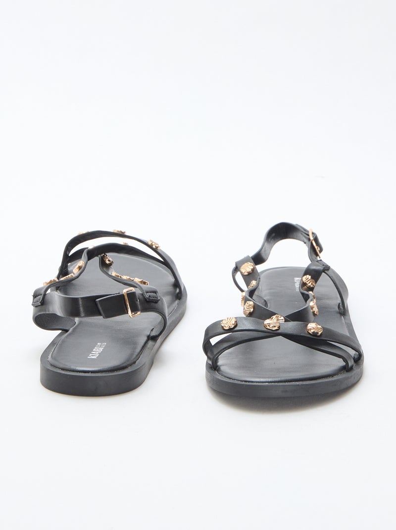Mules multi-tiras com tachas brilhantes Preto - Kiabi