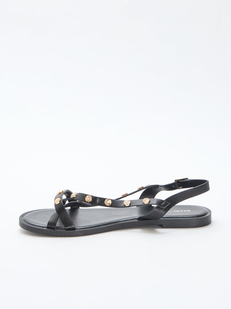 Mules multi-tiras com tachas brilhantes Preto - Kiabi