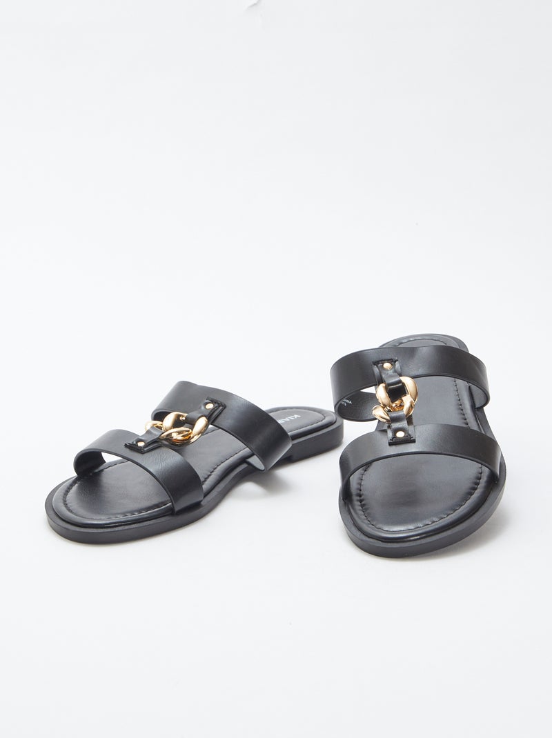 Mules rasas com joias de fantasia PRETO - Kiabi