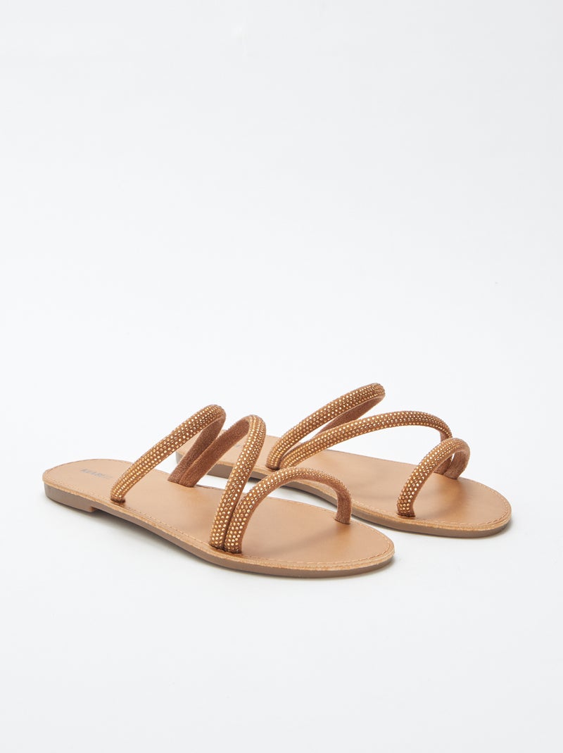 Mules rasas em ouropel CASTANHO - Kiabi