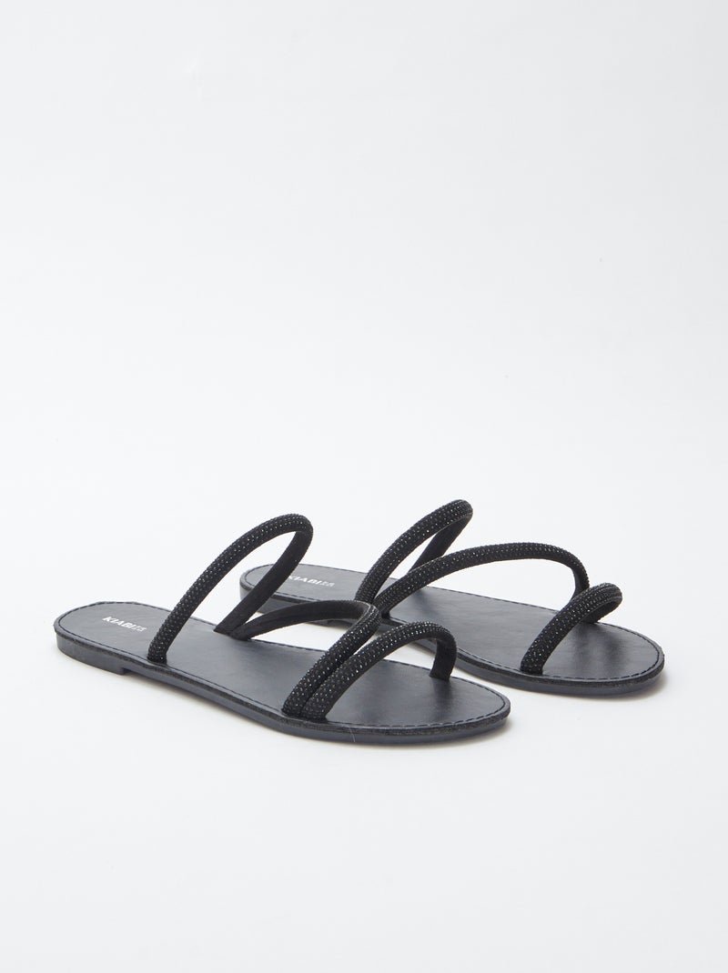 Mules rasas em ouropel PRETO - Kiabi