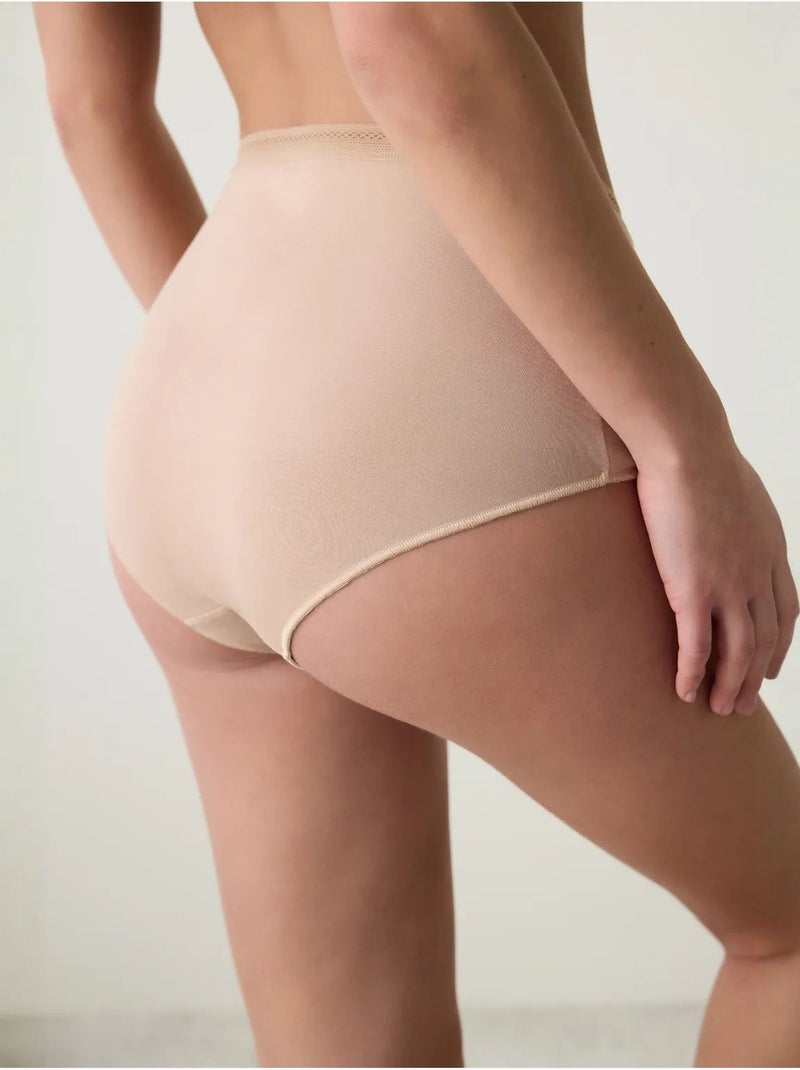 Mulher easy trim cintura subida em algodão penti Bege-argila - Kiabi