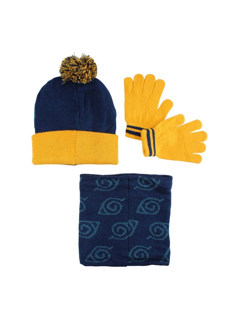 Naruto - Conjunto gorro luvas gola menino Preto - Kiabi