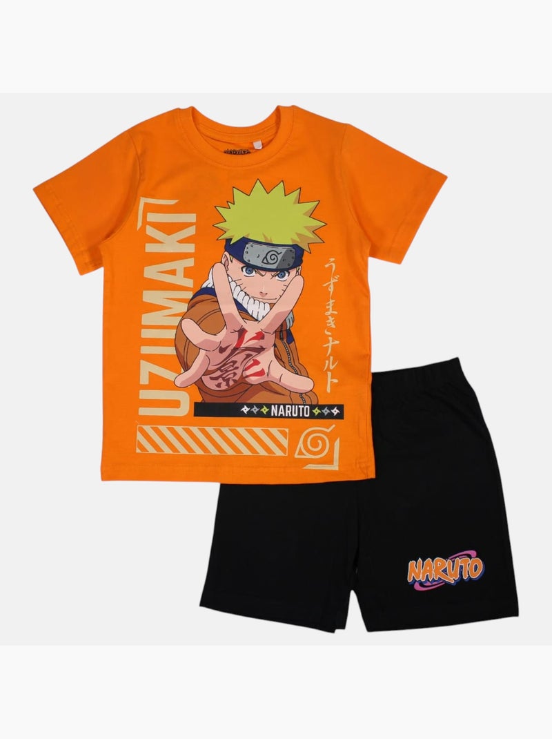 Naruto - Conjunto t-shirt e calção menino estampado Laranja - Kiabi