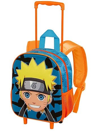 Naruto Happy Mochila 3D com Rodas Pequena, Azul