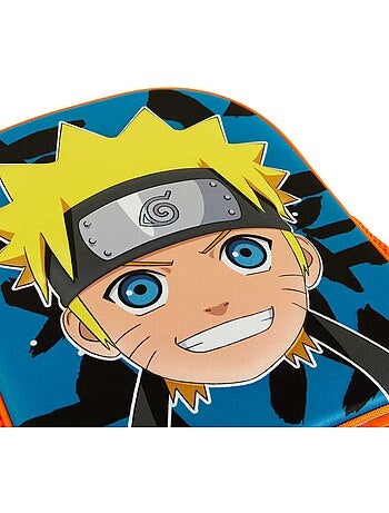 Naruto Happy Mochila 3D com Rodas Pequena, Azul