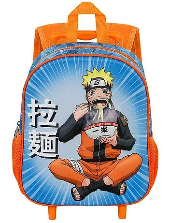 Naruto Ramen Mochila 3D com Rodas Pequena, Azul