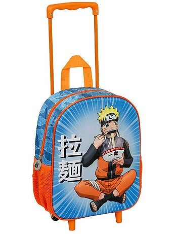 Naruto Ramen Mochila 3D com Rodas Pequena, Azul