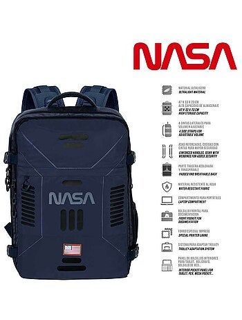 Nasa spaceship mochila de viagem mercury grande 47x23x33cm, azul escuro
